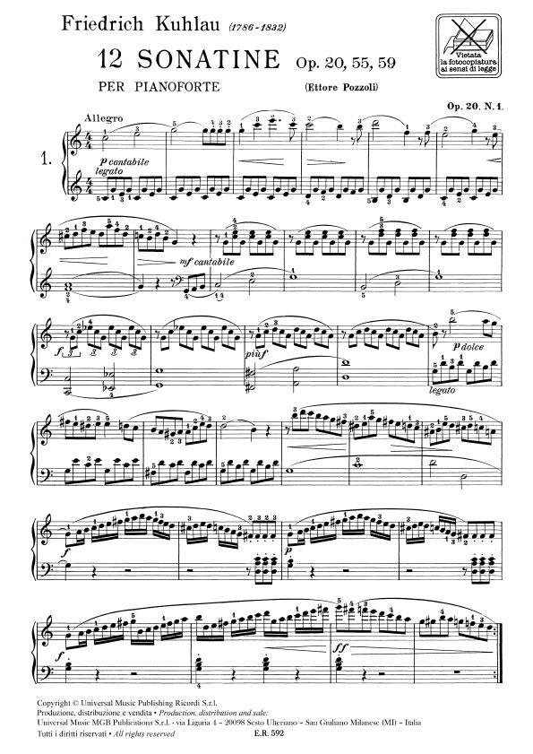 12 Sonatine Op. 20, 55, 59 - Per Pianoforte - pro klavír